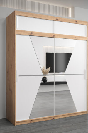 Šatní skříň Abi Ma s posuvnými dveřmi a zrcadlem