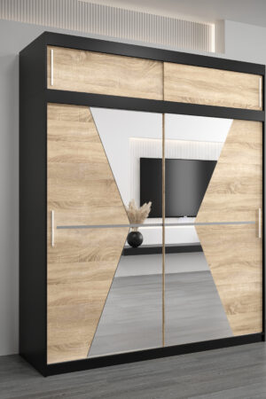 Šatní skříň Abi Ma s nástavcem v černé barvě.