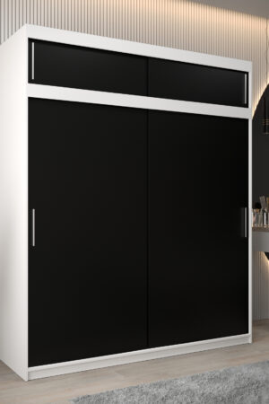 Šatní skříň Abi T0 s bílým korpusem a černými dveřmi