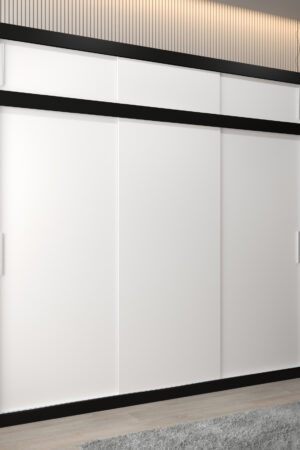 Šatní skříň Abi T0 s černým korpusem a bílými dveřmi