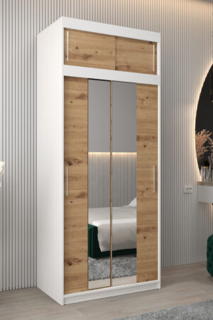 Šatní skříň Abi T1 s nástavcem v bílé barvě