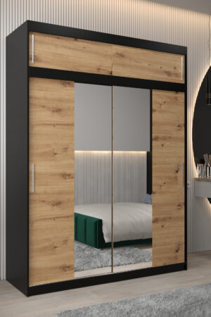 Šatní skříň Abi T1 s nástavcem v černé barvě