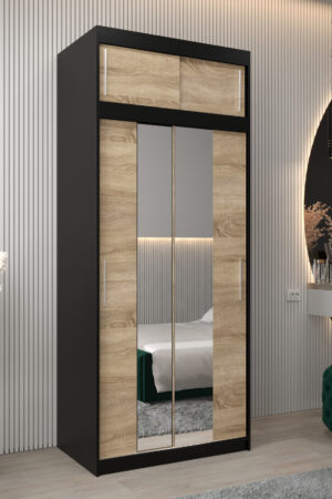 Šatní skříň Abi T1 s nástavcem v černé barvě