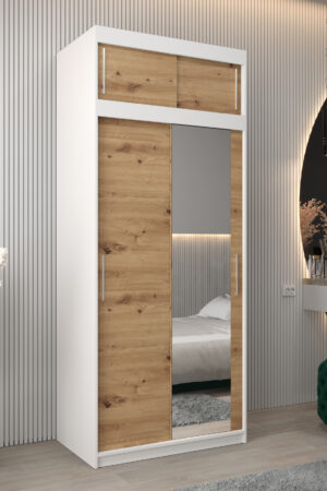 Šatní skříň Abi T2 s nástavcem v bílé barvě