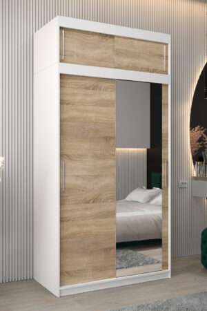 Šatní skříň Abi T2 s nástavcem v bílé barvě