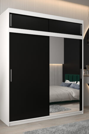 Šatní skříň Abi T2 bílá s černými dveřmi