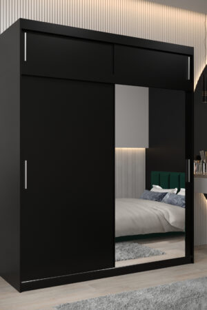 Šatní skříň Abi T2 s nástavcem v černé barvě