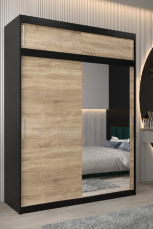 Šatní skříň Abi T2 s nástavcem v černé barvě