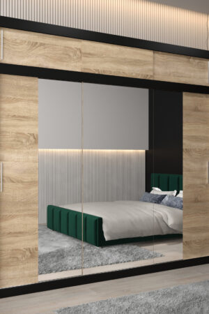 Šatní skříň Abi T2 s nástavcem v černé barvě.