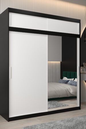 Šatní skříň Abi T2 s nástavcem, černá barva