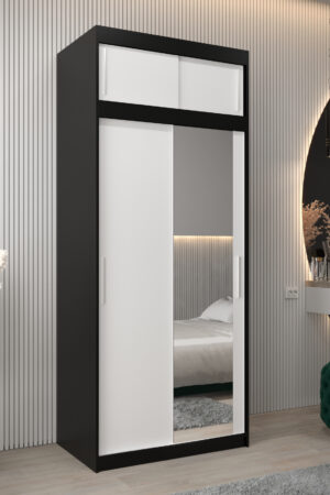 Šatní skříň Abi T2 s nástavcem v černé barvě