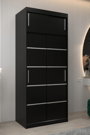 Šatní skříň Abi V1 s nástavcem v černé barvě