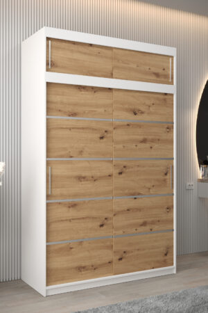 Šatní skříň Abi V1 s nástavcem a bílým korpusem