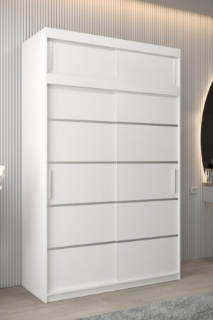 Šatní skříň Abi V1 s nástavcem v bílé barvě