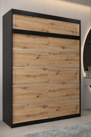 Šatní skříň Abi V1 s nástavcem v černé barvě