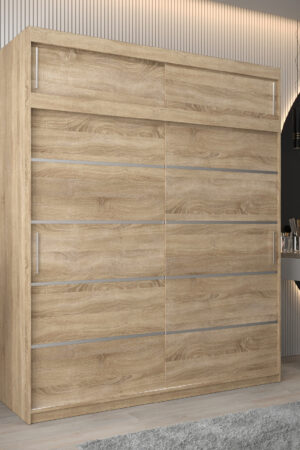 Šatní skříň Abi V1 s nástavcem v dub sonoma.