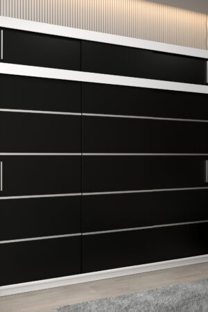 Šatní skříň Abi V1 s bílým korpusem a černými dveřmi