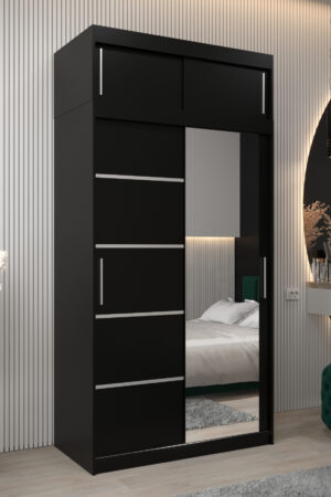 Šatní skříň Abi V2 s nástavcem v černé barvě