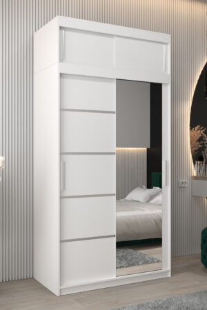 Šatní skříň Abi V2 s nástavcem v bílé barvě