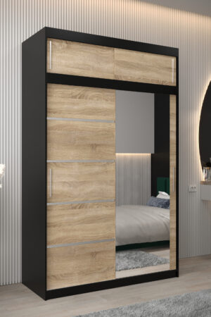 Šatní skříň Abi V2 s nástavcem v černé barvě