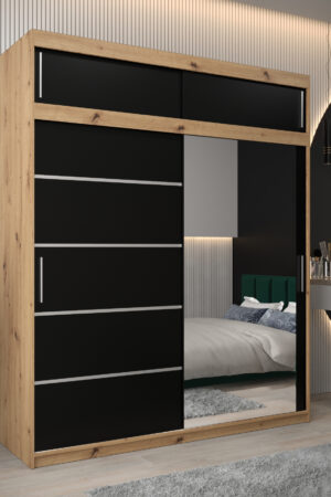 Šatní skříň Abi V2 s nástavcem v barvě dub artisan