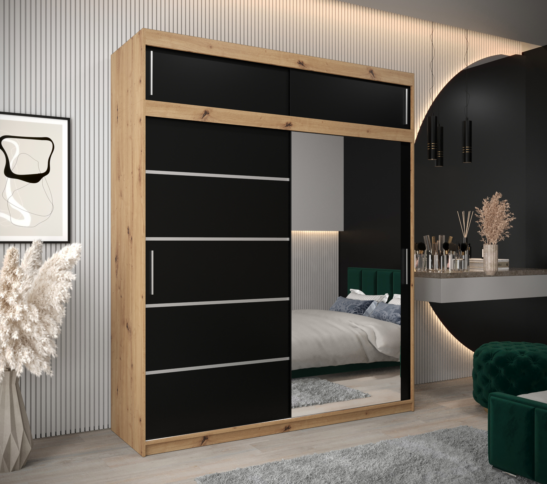 Šatní skříň Abi V2 s nástavcem v barvě dub artisan