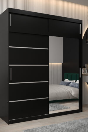 Šatní skříň Abi V2 s nástavcem v černé barvě.