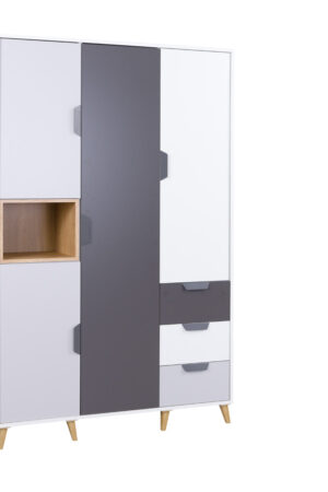 Šatní skříň Joker 1 v bílé a grafitové barvě