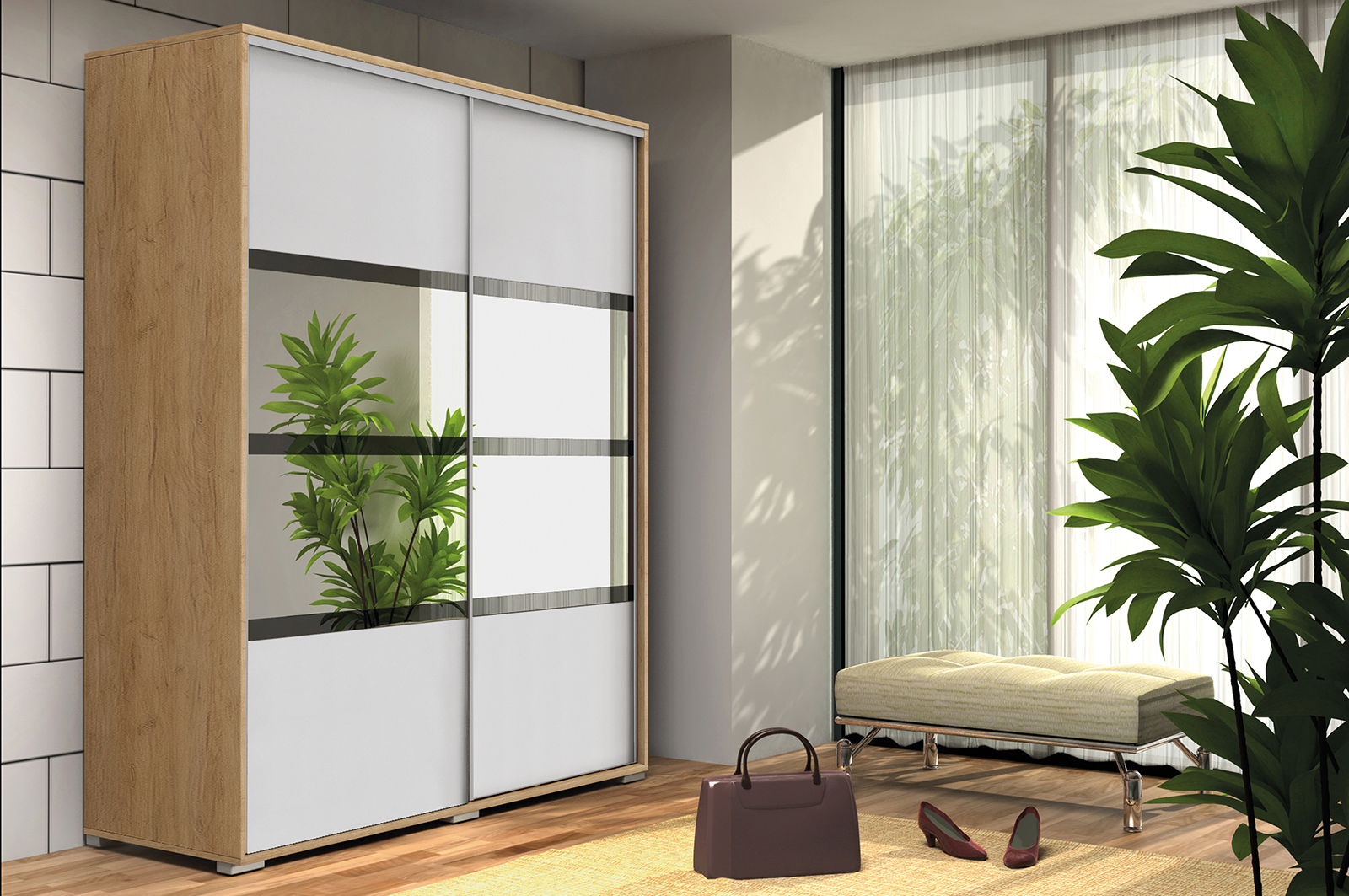 Šatní skříň Ska A9 XL s bílými dveřmi