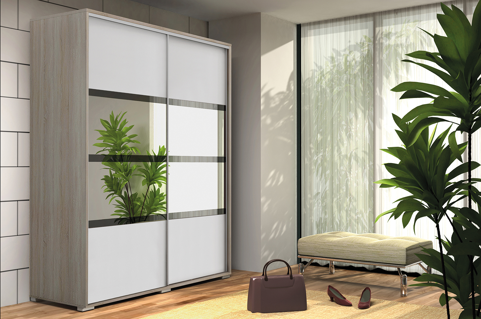 Šatní skříň Ska A9 XL v dubu sonoma s bílými dveřmi