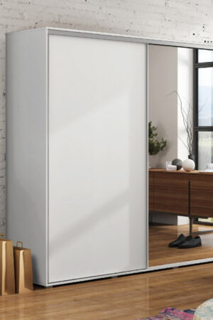 Bílá šatní skříň Ska A20 s posuvnými dveřmi
