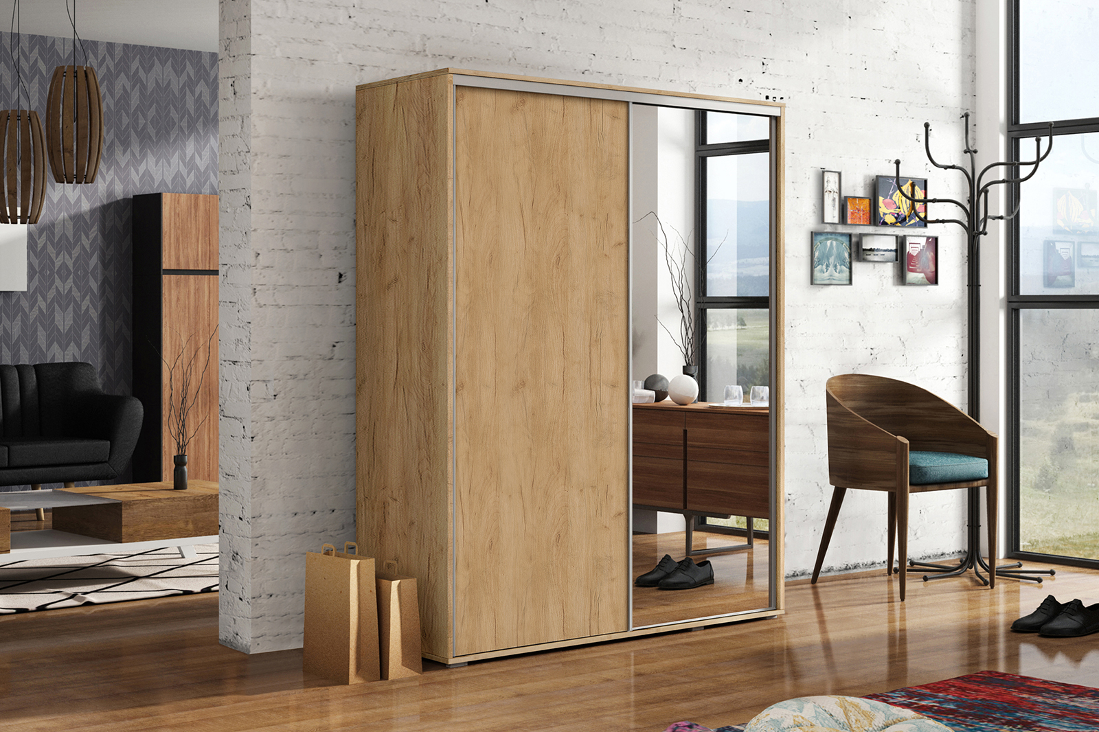 Šatní skříň Ska A20 XL v dub craft zlatém provedení