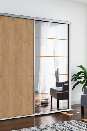 Šatní skříň Ska A21 XL s bílým korpusem a dubovými dveřmi