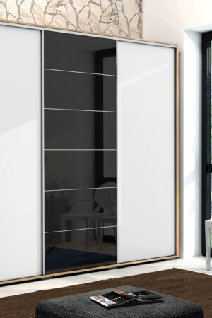 Šatní skříň Ska A28 XL v dubovém dekoru s bílými dveřmi