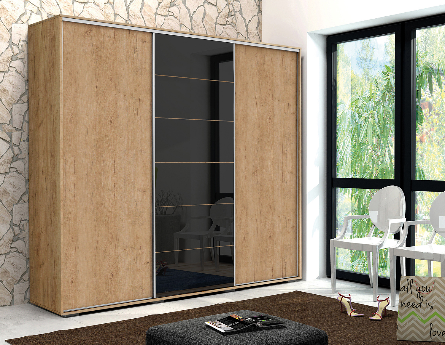 Šatní skříň Ska A28 XL v dub craft zlatém provedení