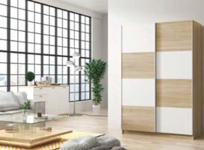 Moderní šatní skříň Alfa 3 v dub sonoma/bílá