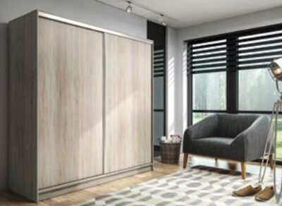 Bílá šatní skříň Edyta s posuvnými dveřmi