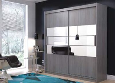 Šatní skříň Louis 02 s posuvnými dveřmi a zrcadlem