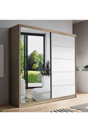 Šatní skříň Bono bis 05 v bílé barvě se zrcadlem