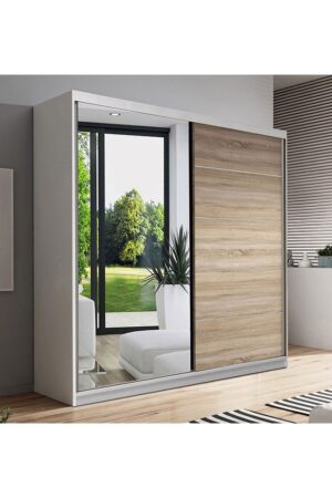 Šatní skříň Bono bis 05 v bílé barvě se zrcadlem