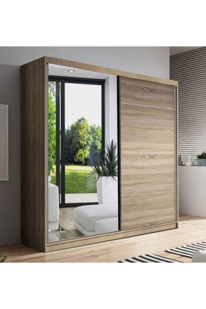 Šatní skříň Bono bis 05 v bílé barvě se zrcadlem