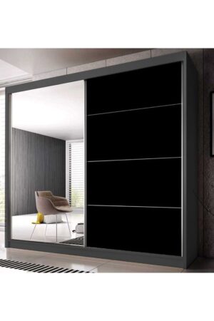 Bílá šatní skříň Multi 31 s černými dveřmi