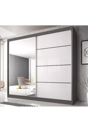 Šatní skříň Multi 35 s grafitovým korpusem a zrcadlem