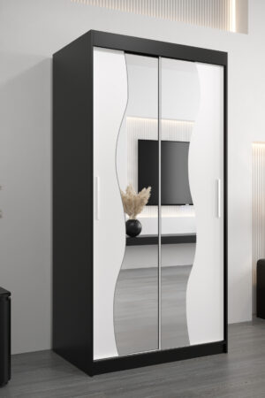Šatní skříň Abi Mr s černými posuvnými dveřmi