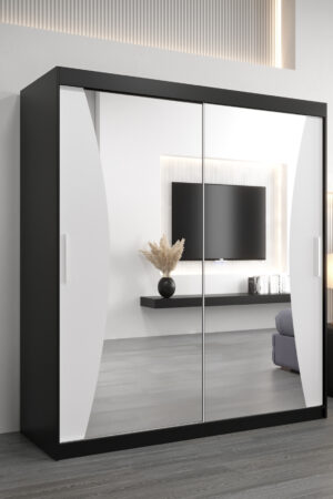 Šatní skříň Abi Mo s černými dveřmi a bílým korpusem