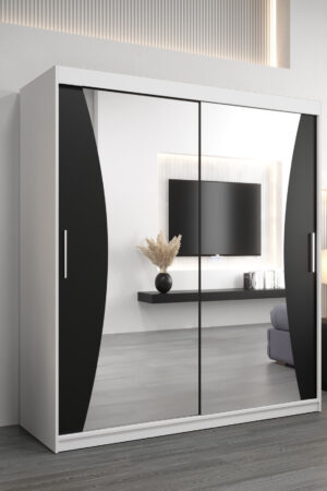 Šatní skříň Abi Mo s bílými dveřmi a černým korpusem