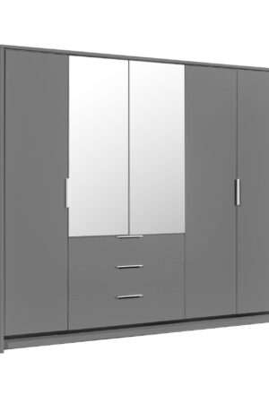 Šatní skříň Togo 255 s bílým korpusem a zrcadlem