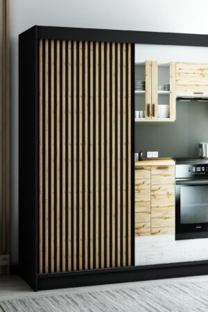 Šatní skříň Abi Lamelo 2 černá, rozměry 180 cm