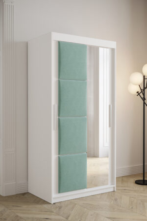 Šatní skříň Abi Tapi s bílým korpusem a posuvnými dveřmi