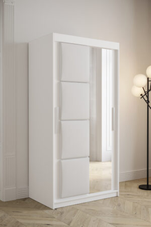 Šatní skříň Abi Tapi s bílým korpusem a posuvnými dveřmi